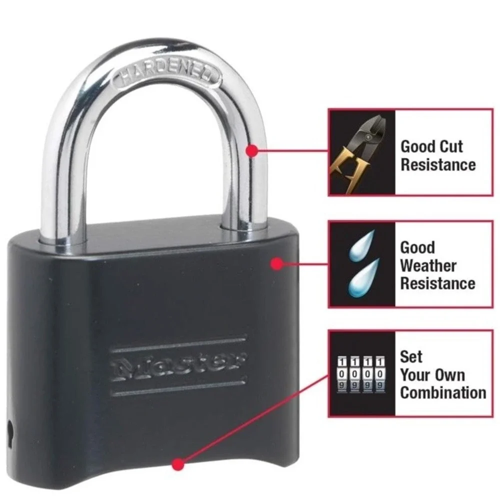 4 pack Master Lock Set Your Own Combination Padlock Black Resettable 178EC4‎